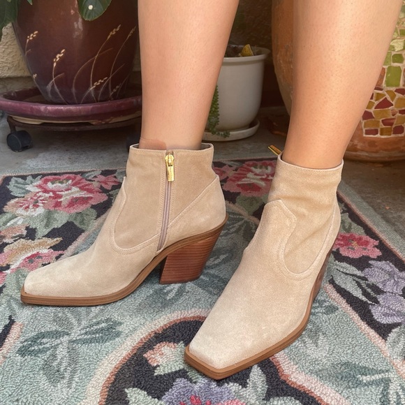 Light Tan Vince Camuto Suede Ankle Boots